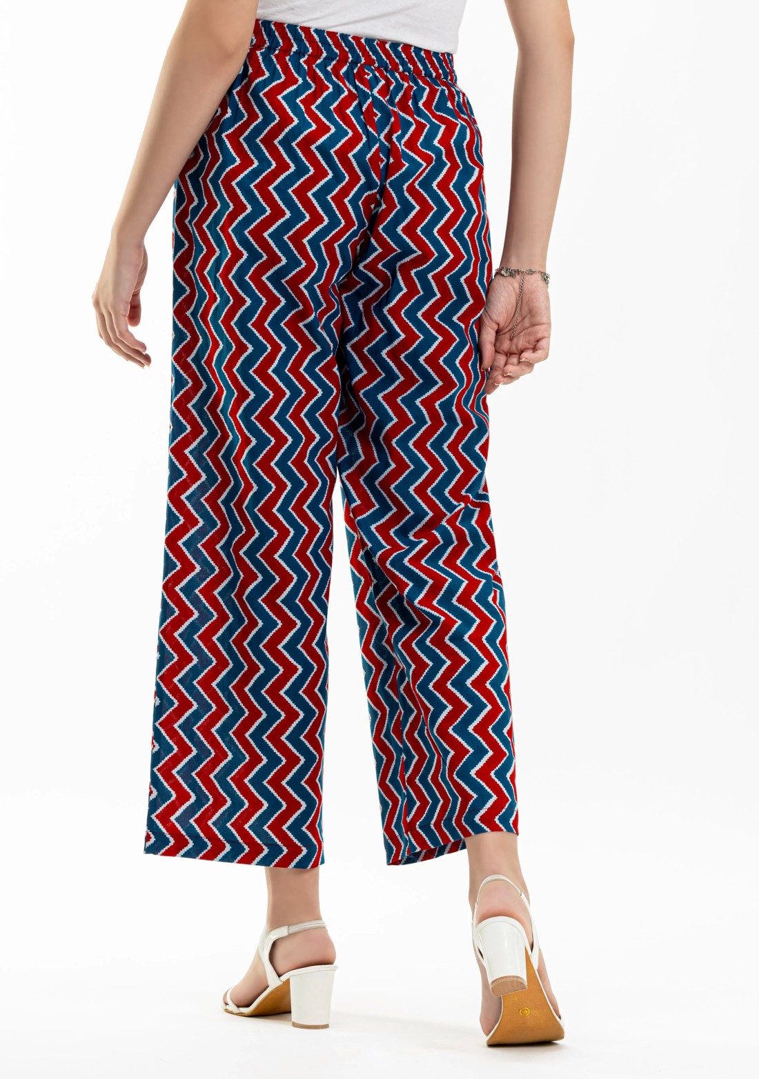 Chevron Print Cotton Palazzo Pants