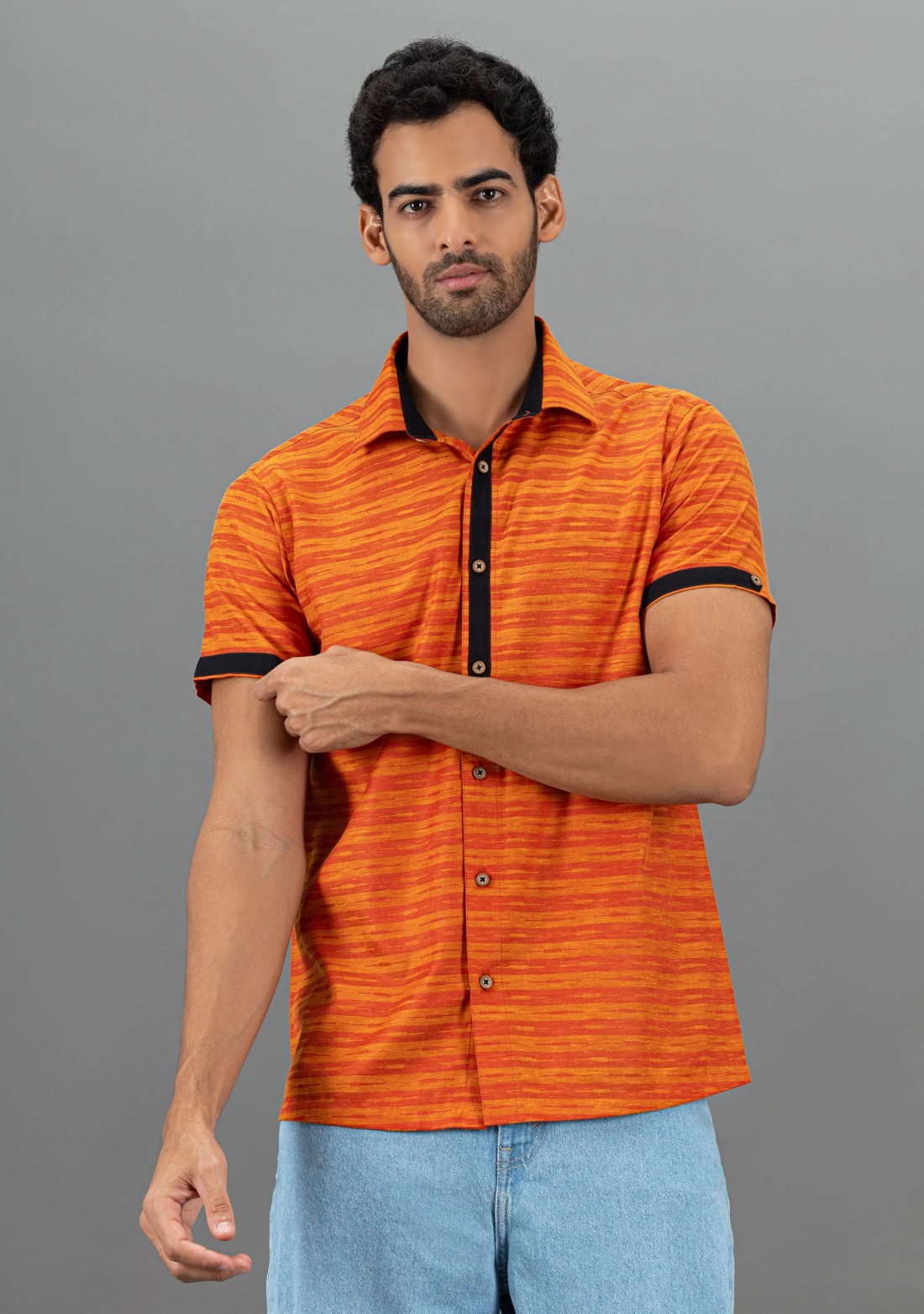 Orange Multi-Pattern Regular Fit Rhysley Men's Shirt