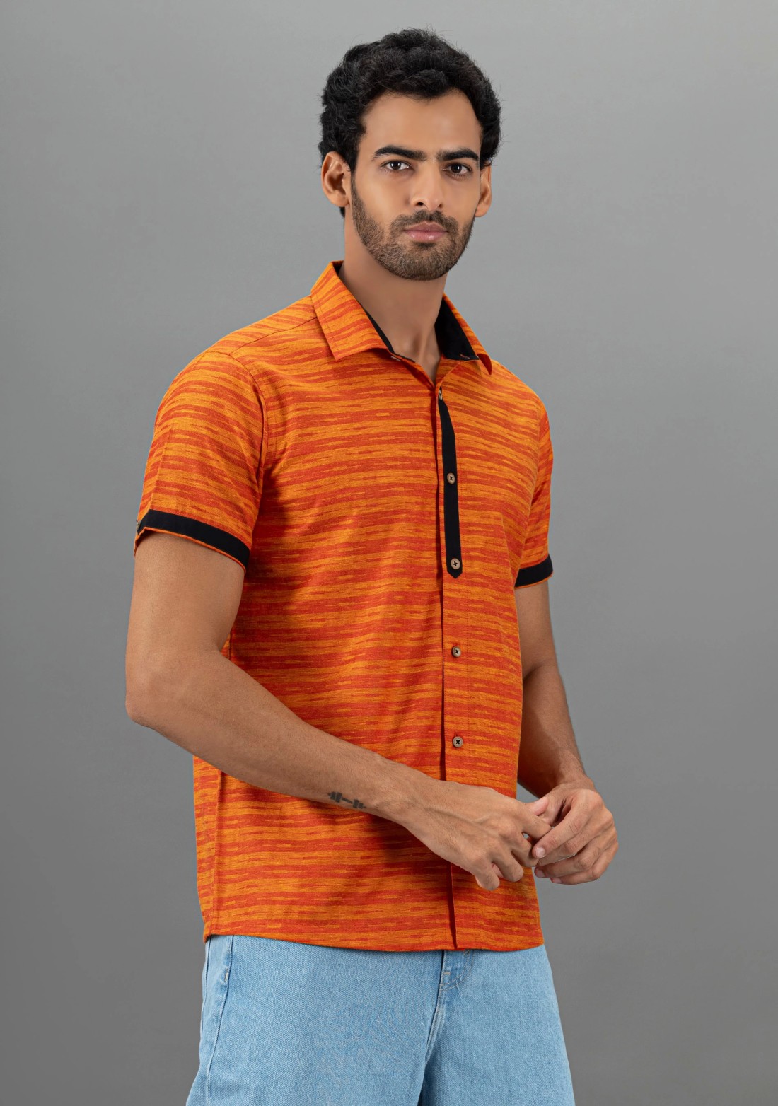 Orange Multi-Pattern Regular Fit Rhysley Men's Shirt