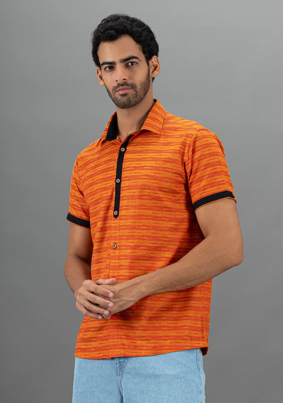 Orange Multi-Pattern Regular Fit Rhysley Men's Shirt