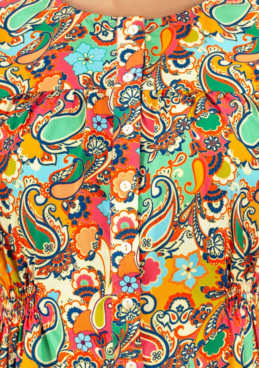 Multi Colour Paisley Print Rayon Button Down Top