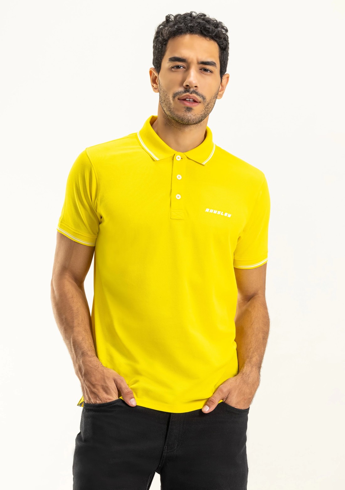 Yellow Regular Fit Rhysley Men's Polo T-Shirt