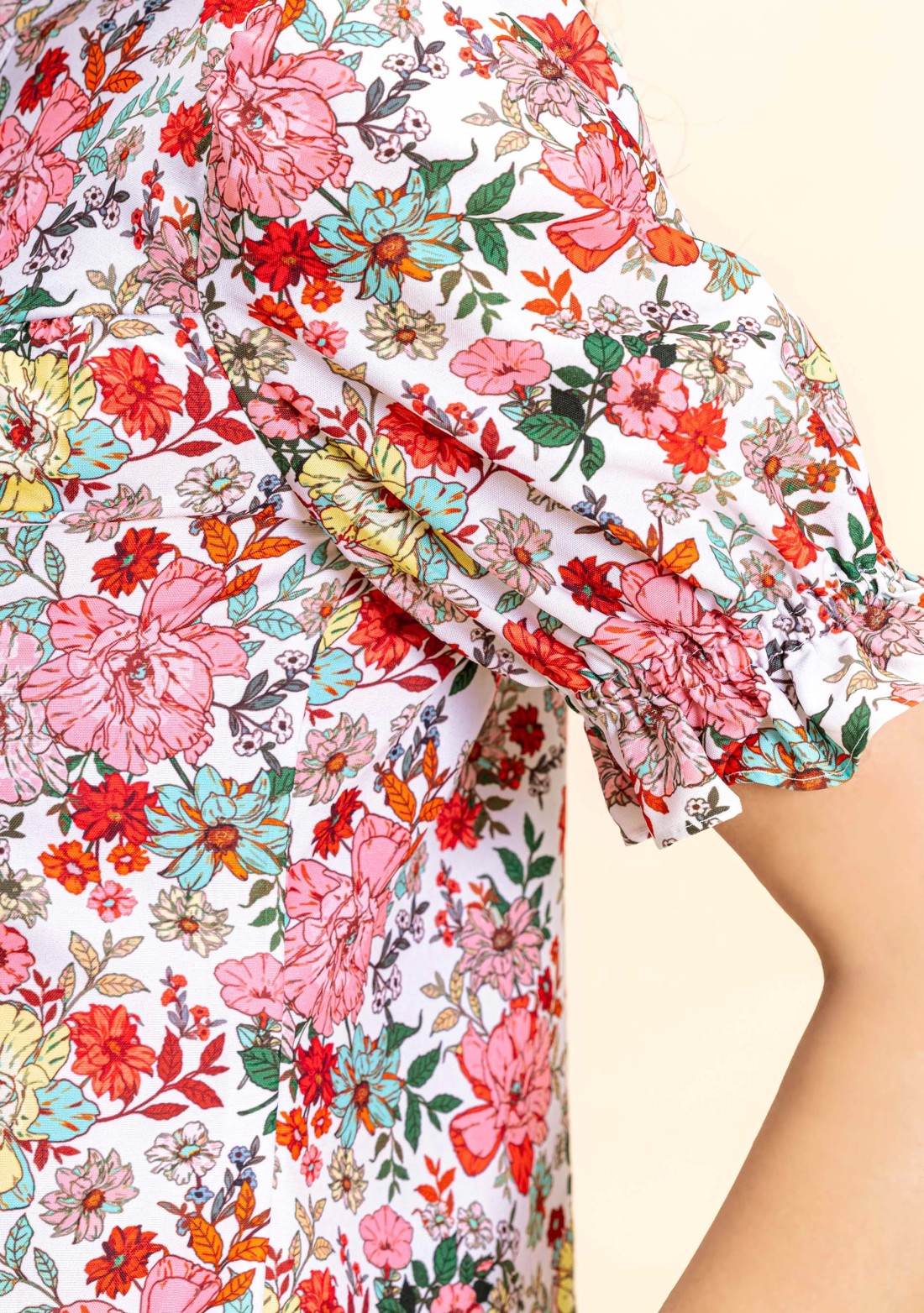 Multi Colour Floral Print Rayon Button Down Top