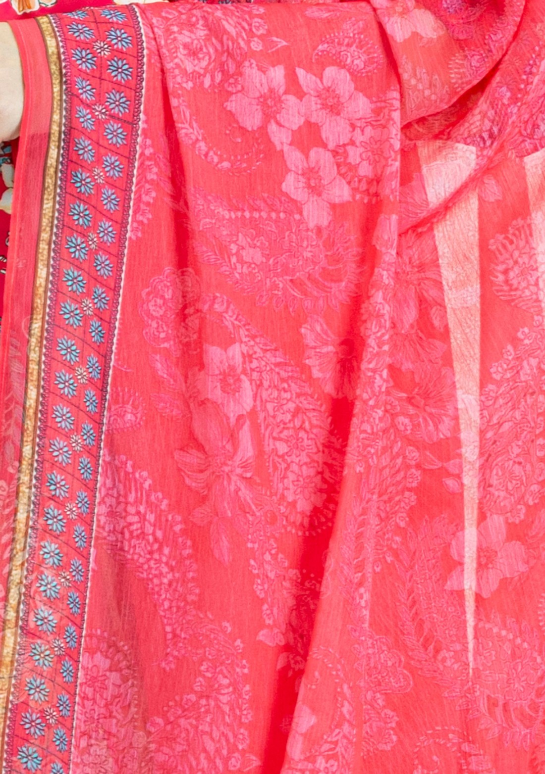 Fuchsia Pink Paisley Print Rayon Straight Kurti with Pants and Dupatta Set