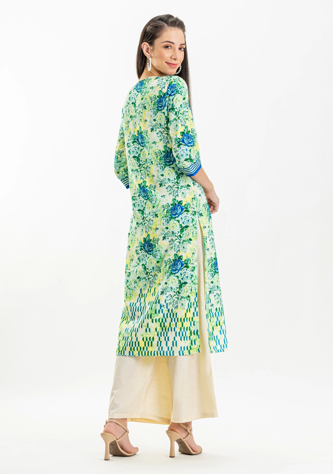 Multi Colour Floral Print Rayon Straight Kurta