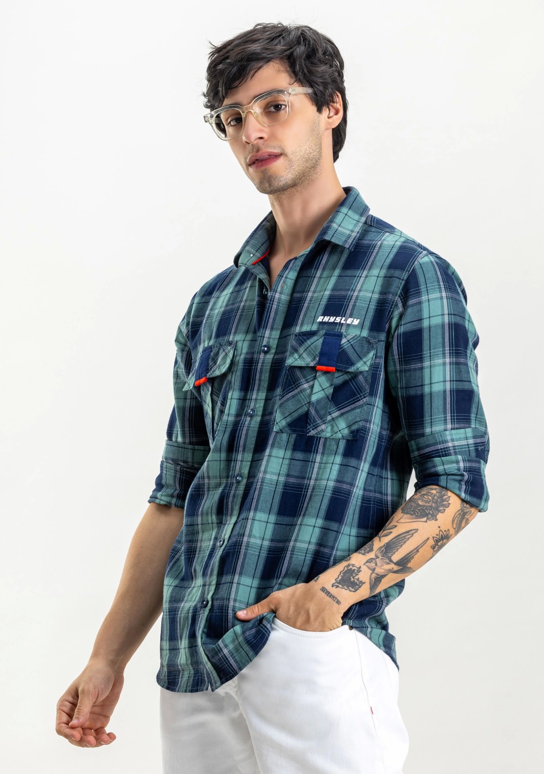 Blue Regular Fit Rhysley Men's Cotton Check Shirt