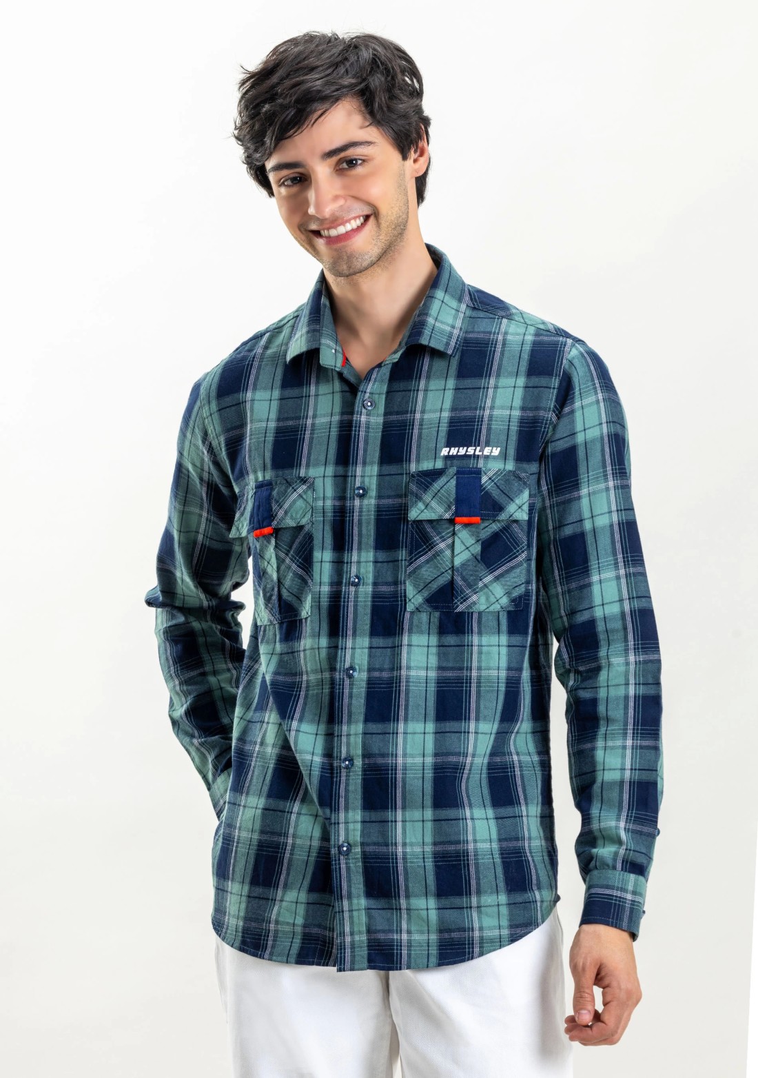 Blue Regular Fit Rhysley Men's Cotton Check Shirt