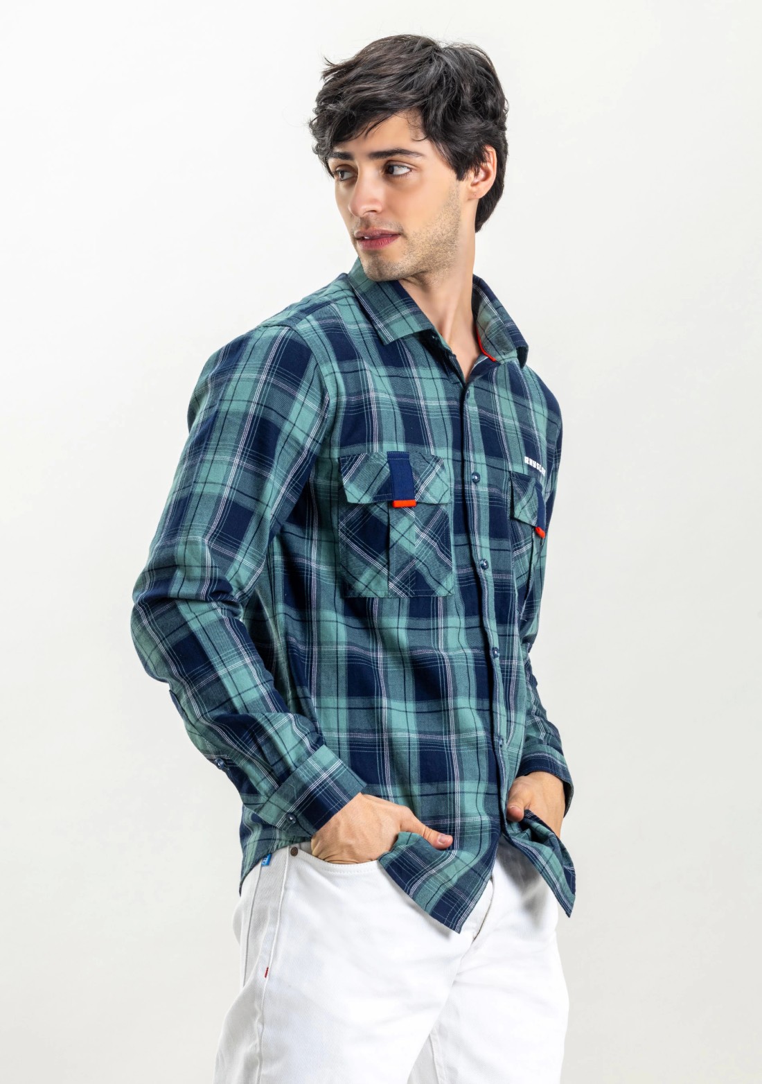 Blue Regular Fit Rhysley Men's Cotton Check Shirt