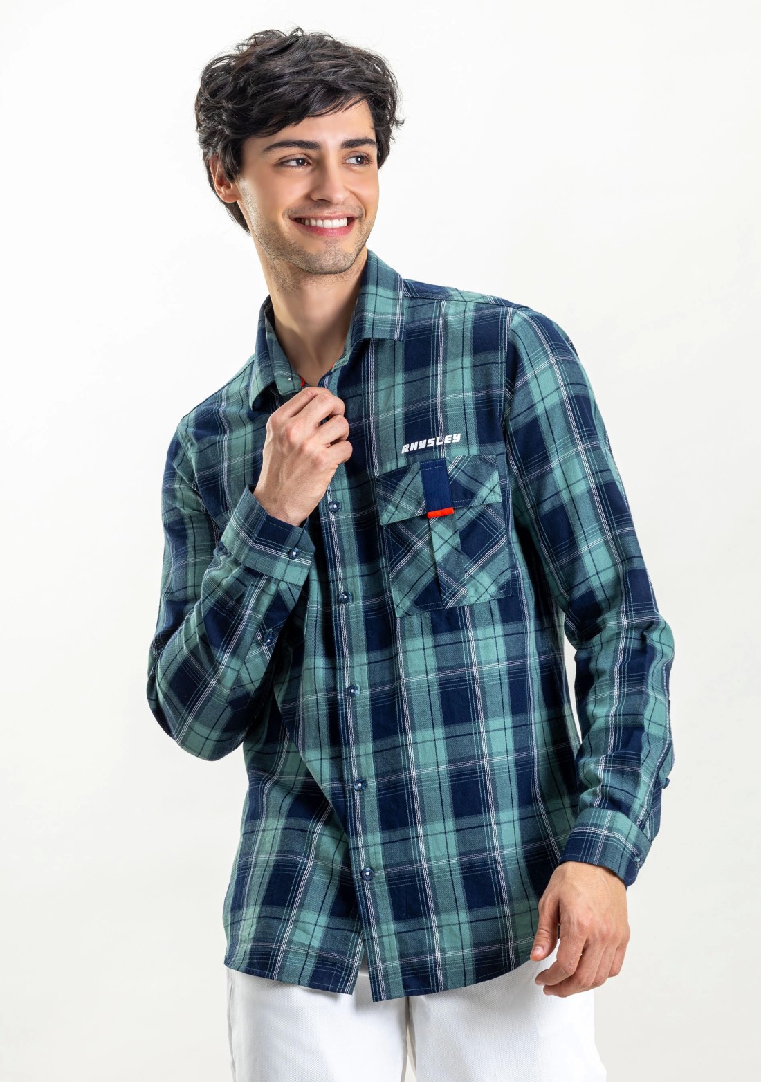 Blue Regular Fit Rhysley Men's Cotton Check Shirt