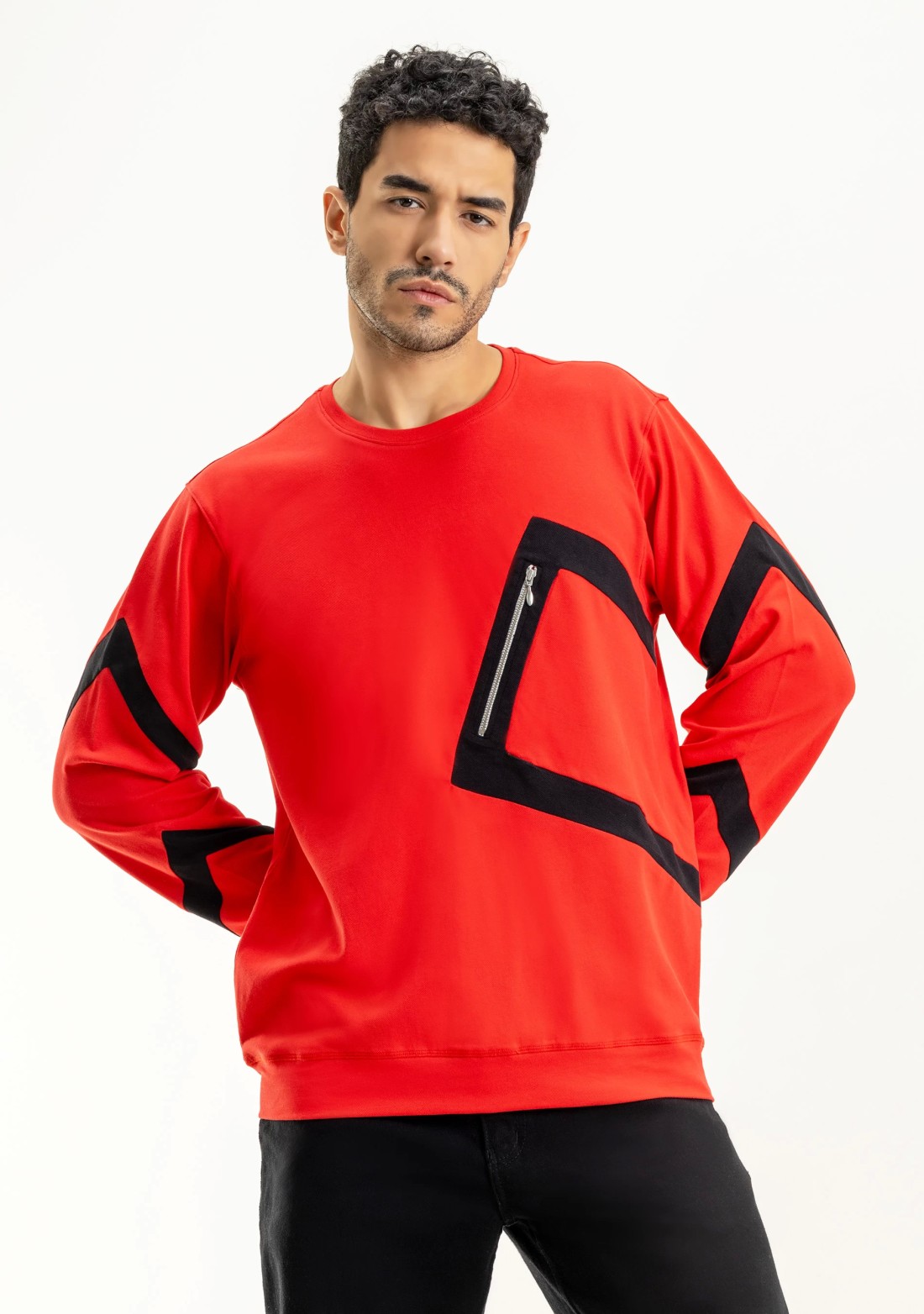 Red Regular fit Rhysley Men's Full Sleeves T-Shirt