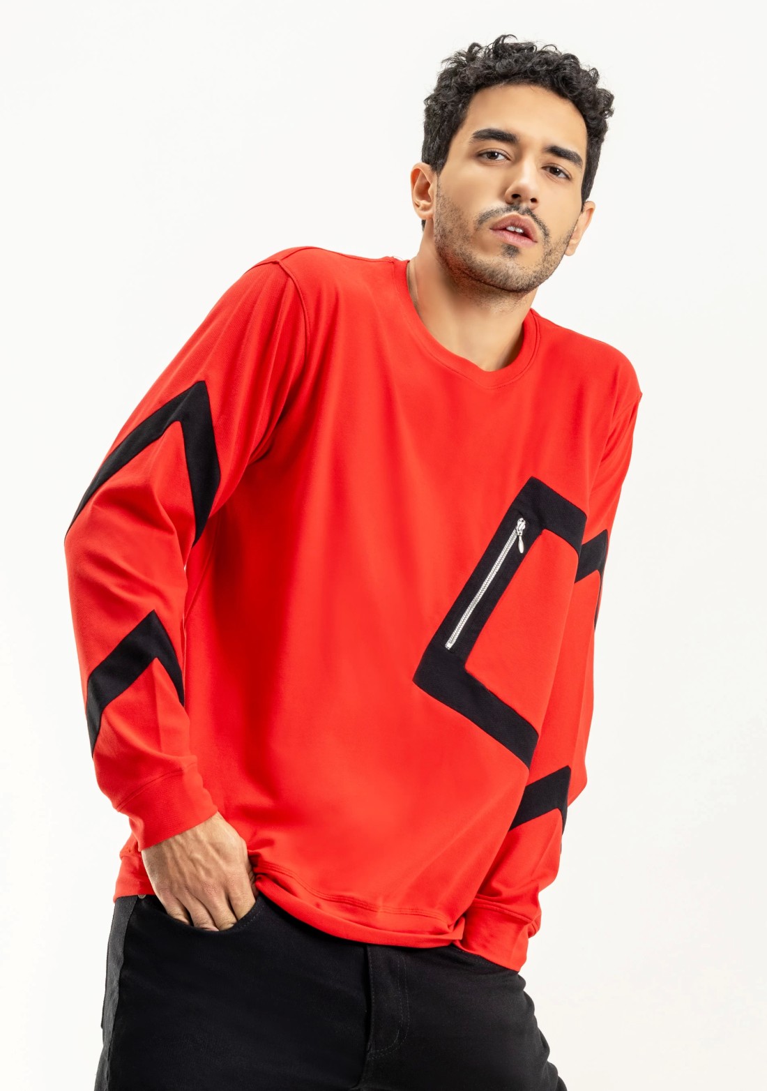 Red Regular fit Rhysley Men's Full Sleeves T-Shirt