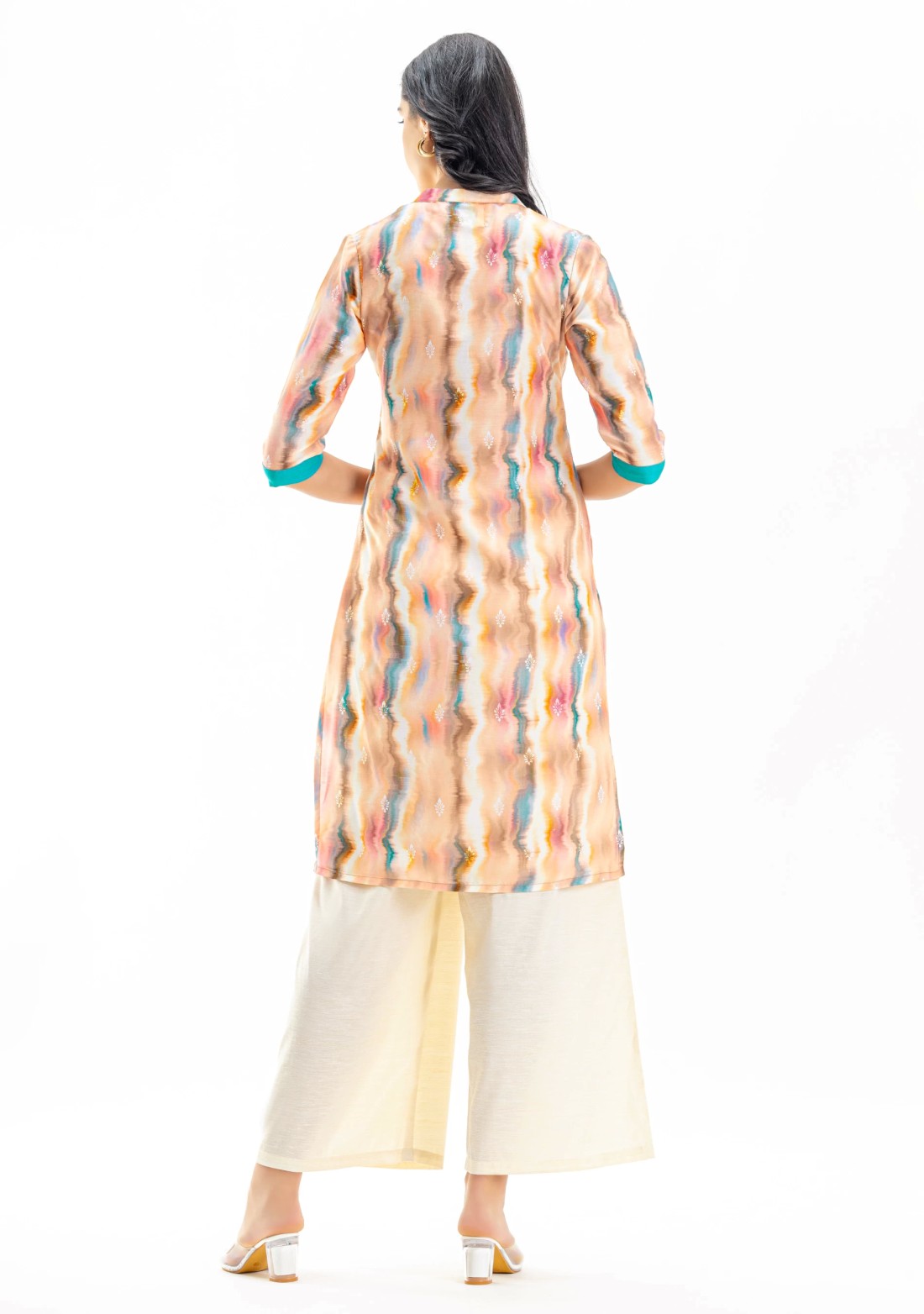 Multi Colour Abstract Print Muslin Straight Kurta