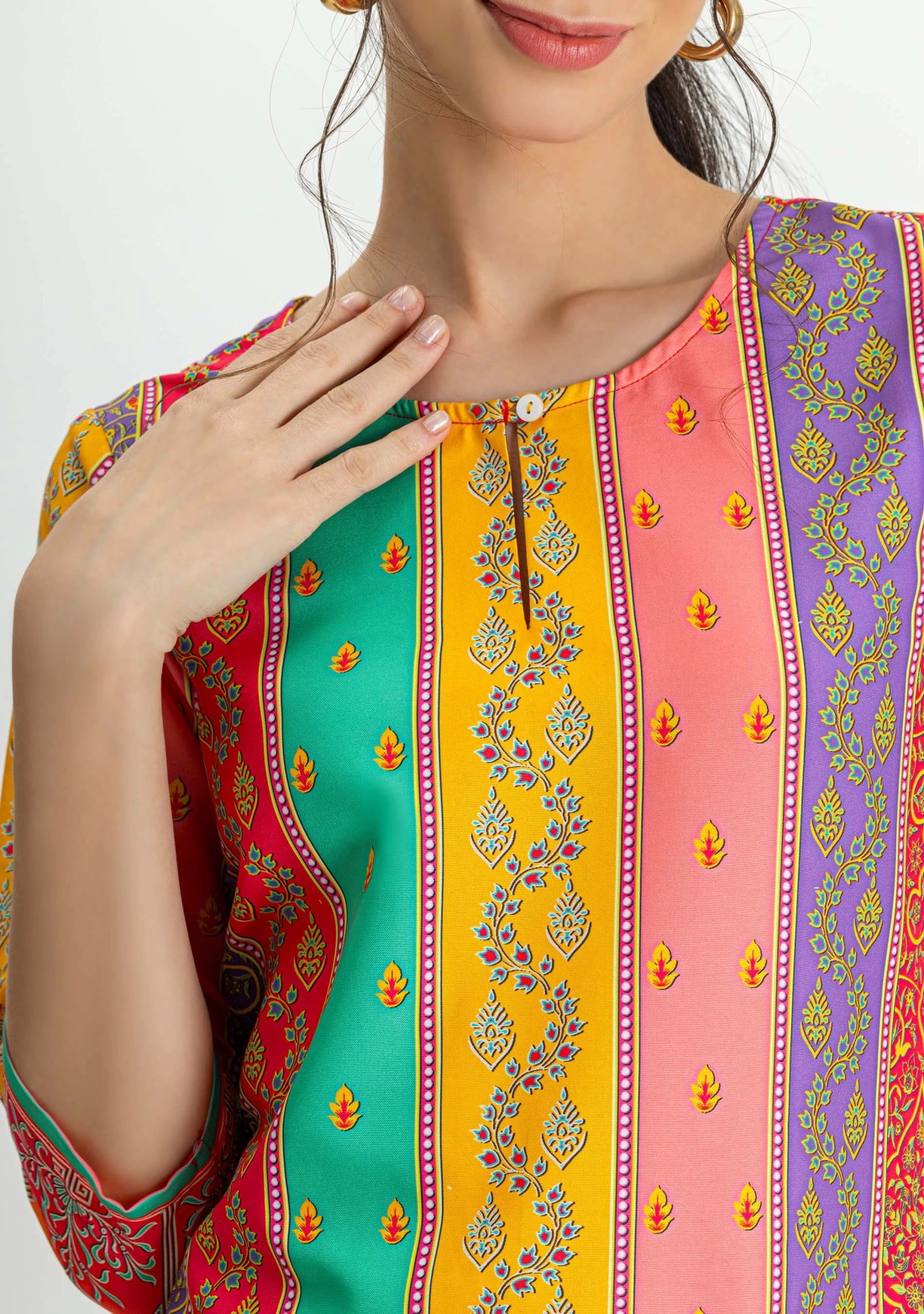 Multi-Coloured Printed Rayon Straight Kurta