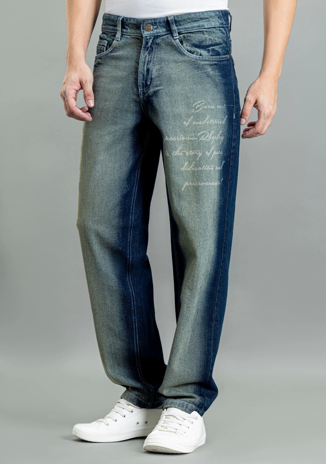 Rhysley Ash Grey Relaxed Straight Fit Men's Jeans