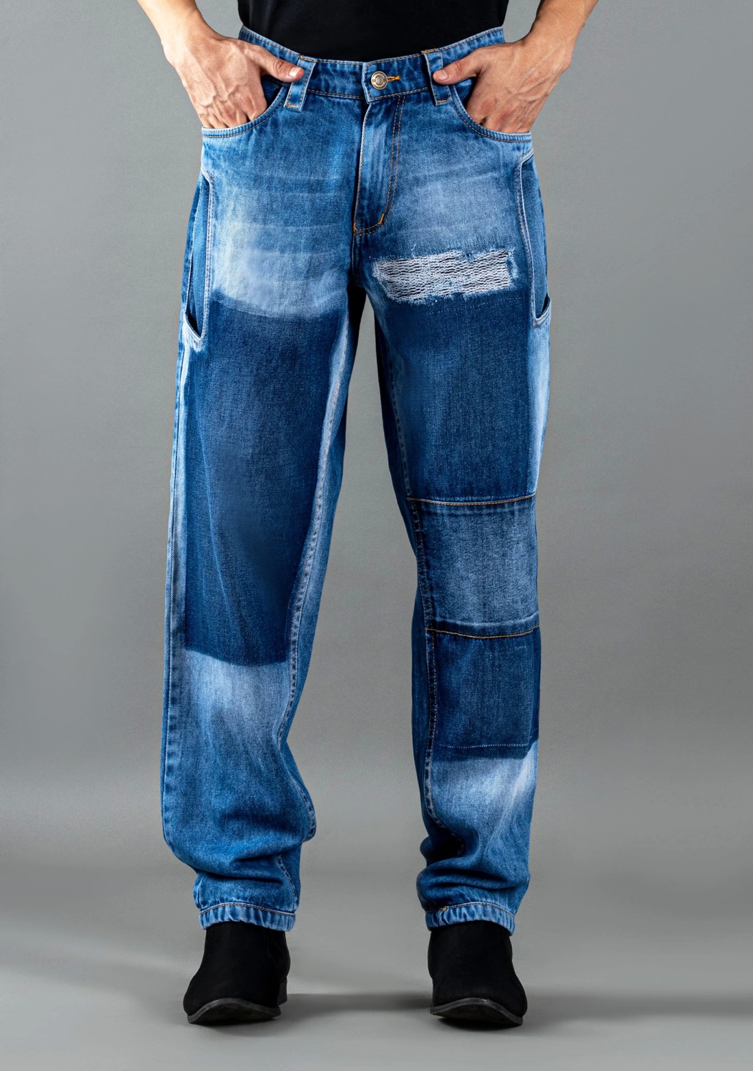 Blue Relaxed Straight Fit Men's Fashion Jeans