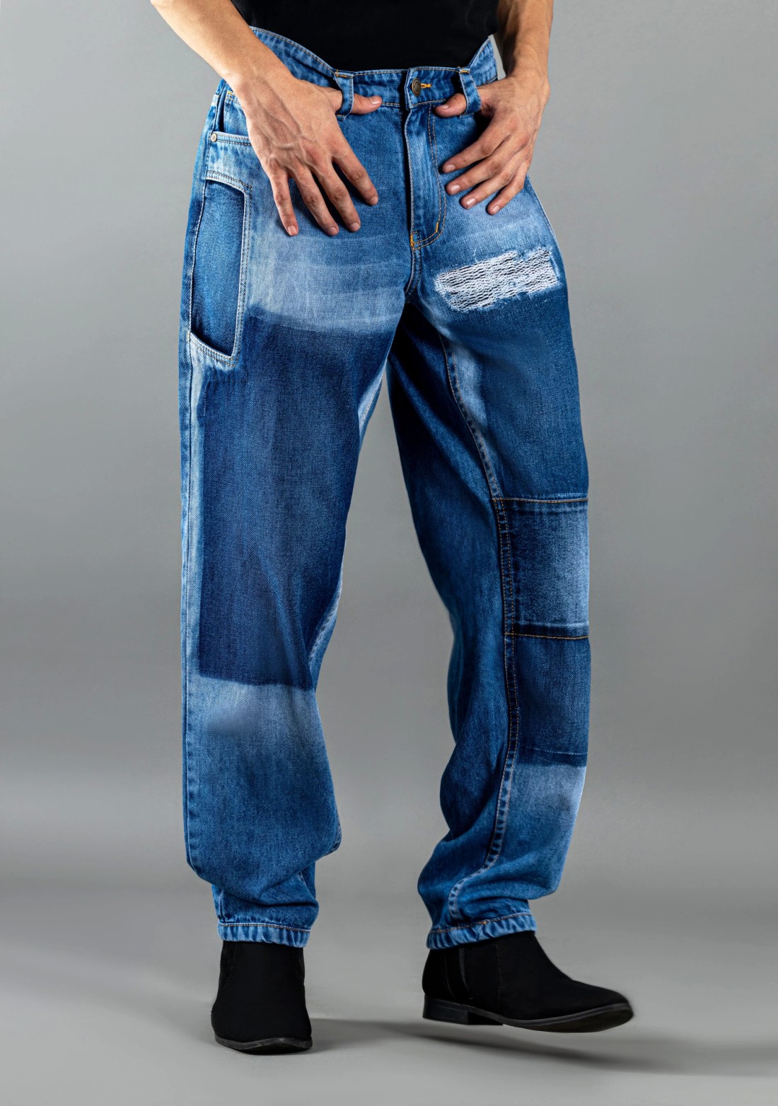 Blue Relaxed Straight Fit Men's Fashion Jeans