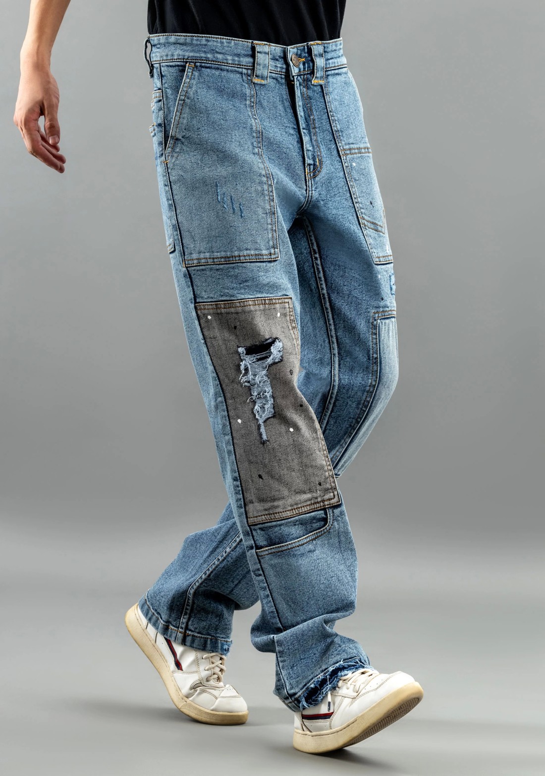 Blue Relaxed Straight Fit Men's Fashion Jeans