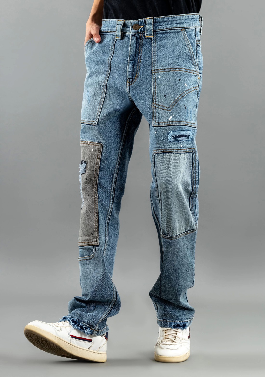 Blue Relaxed Straight Fit Men's Fashion Jeans