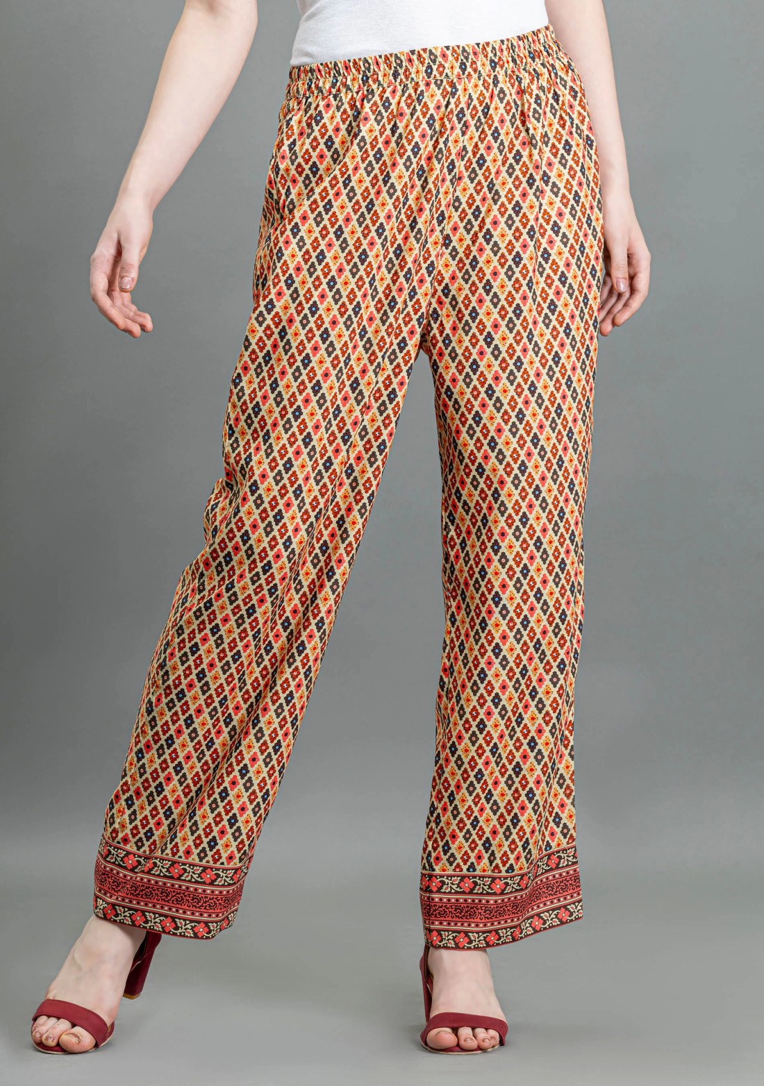 Multi Colour Ethnic Print Palazzo Pants