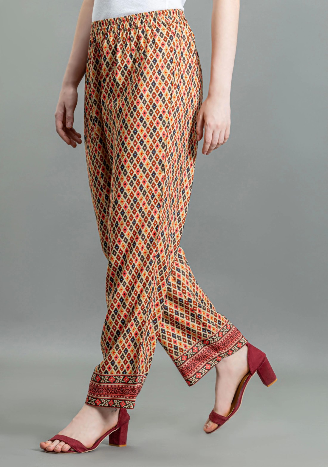 Multi Colour Ethnic Print Palazzo Pants