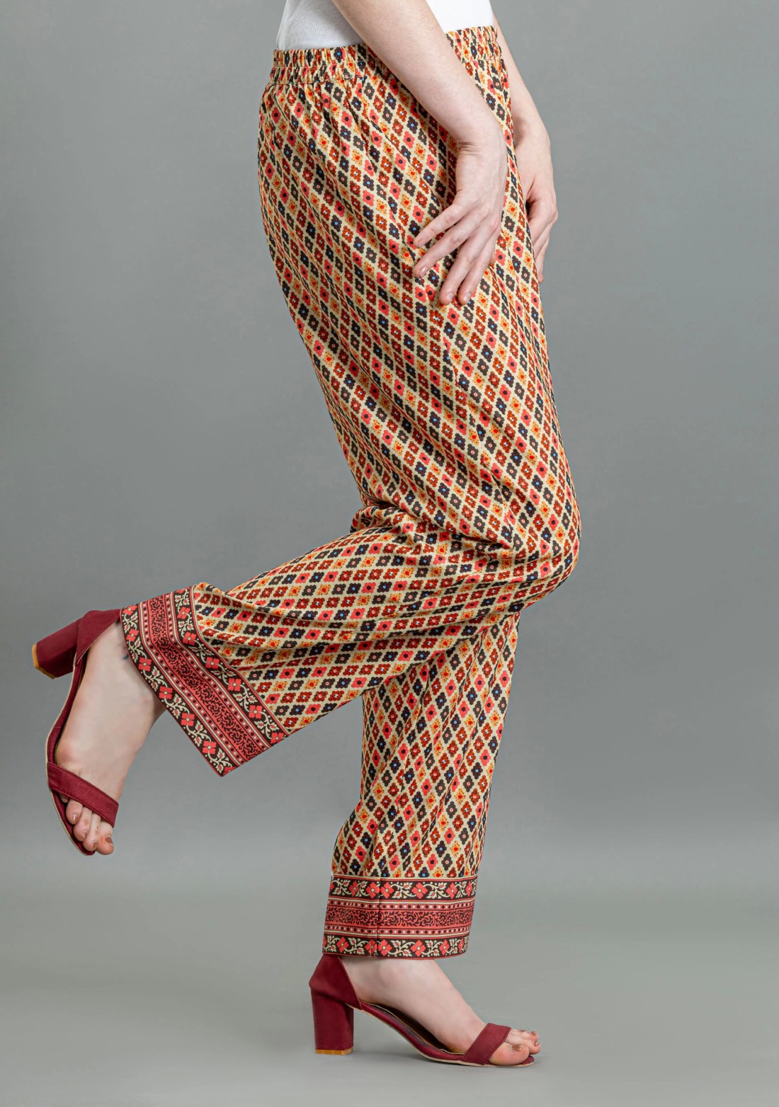 Multi Colour Ethnic Print Palazzo Pants