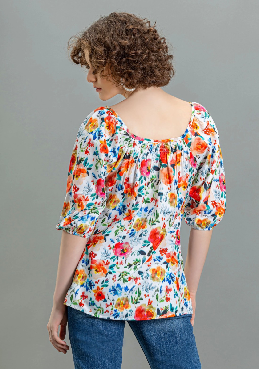 Multi Colour Floral Print Rayon A-Line Top