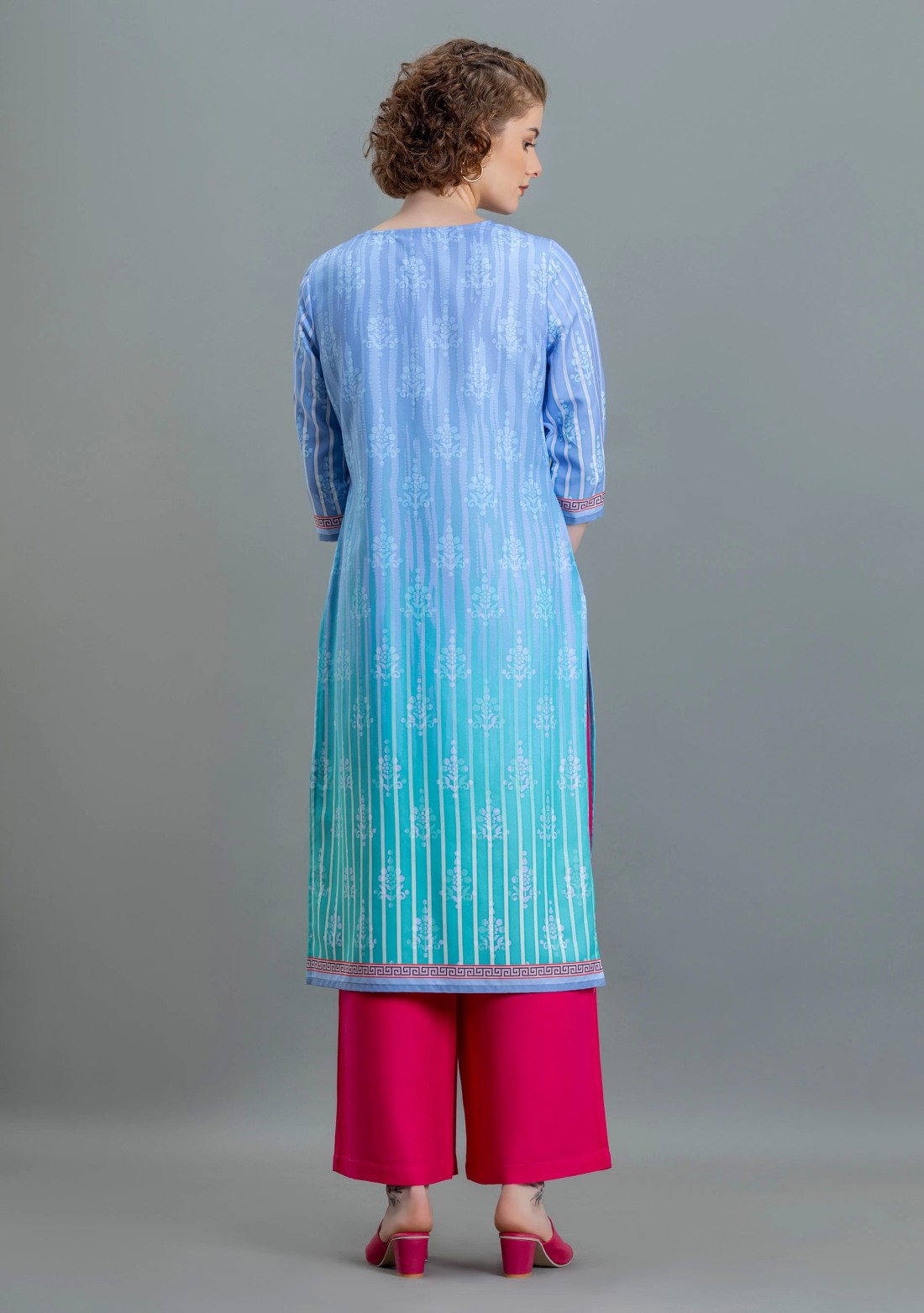 Multi Colour Floral Print Rayon Straight Kurta