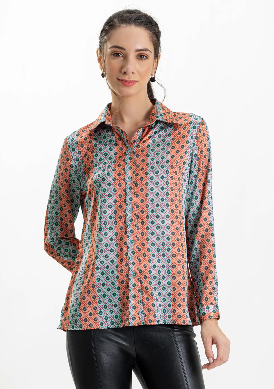 Multi Colour Printed Satin Shirt