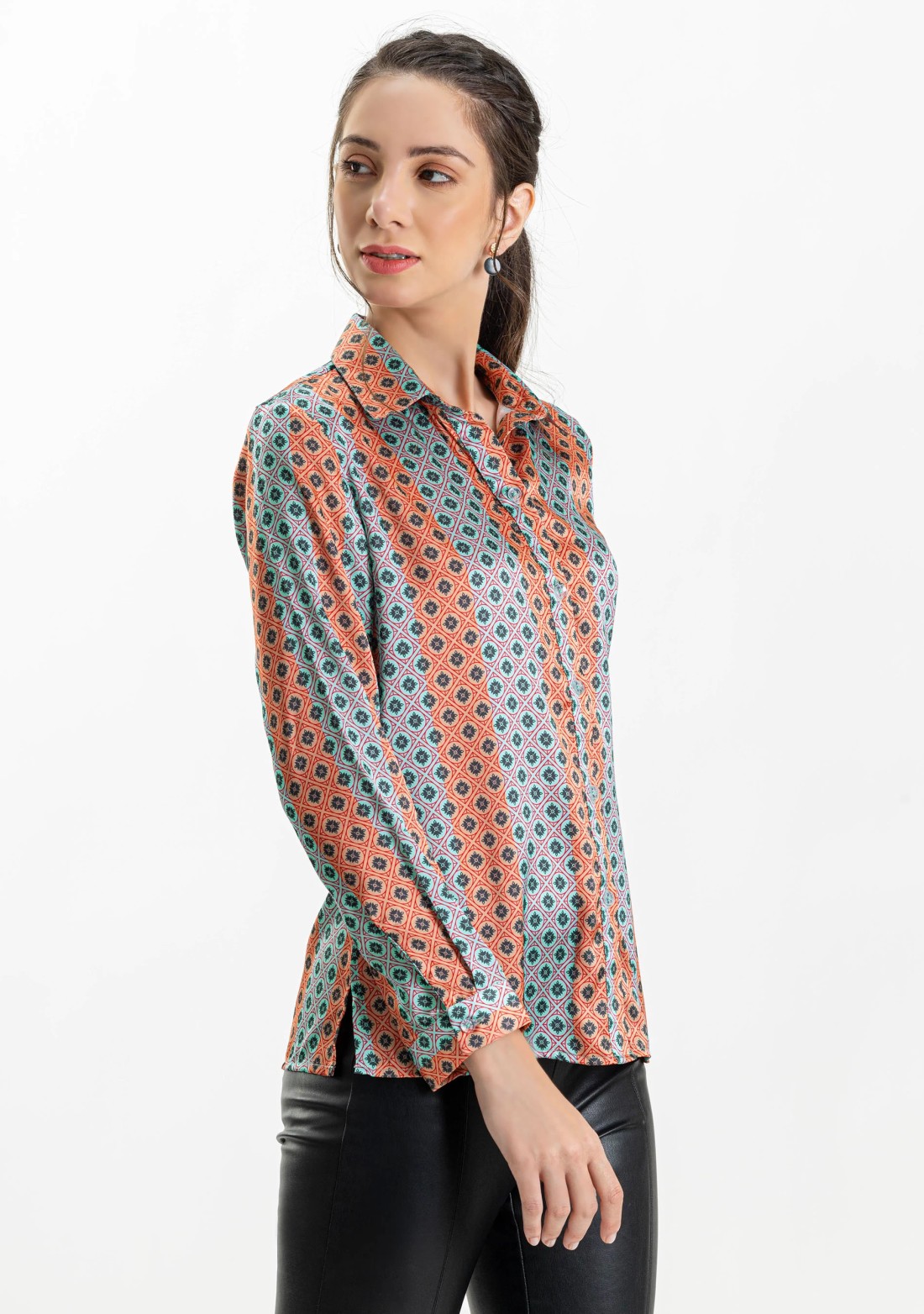 Multi Colour Printed Satin Shirt