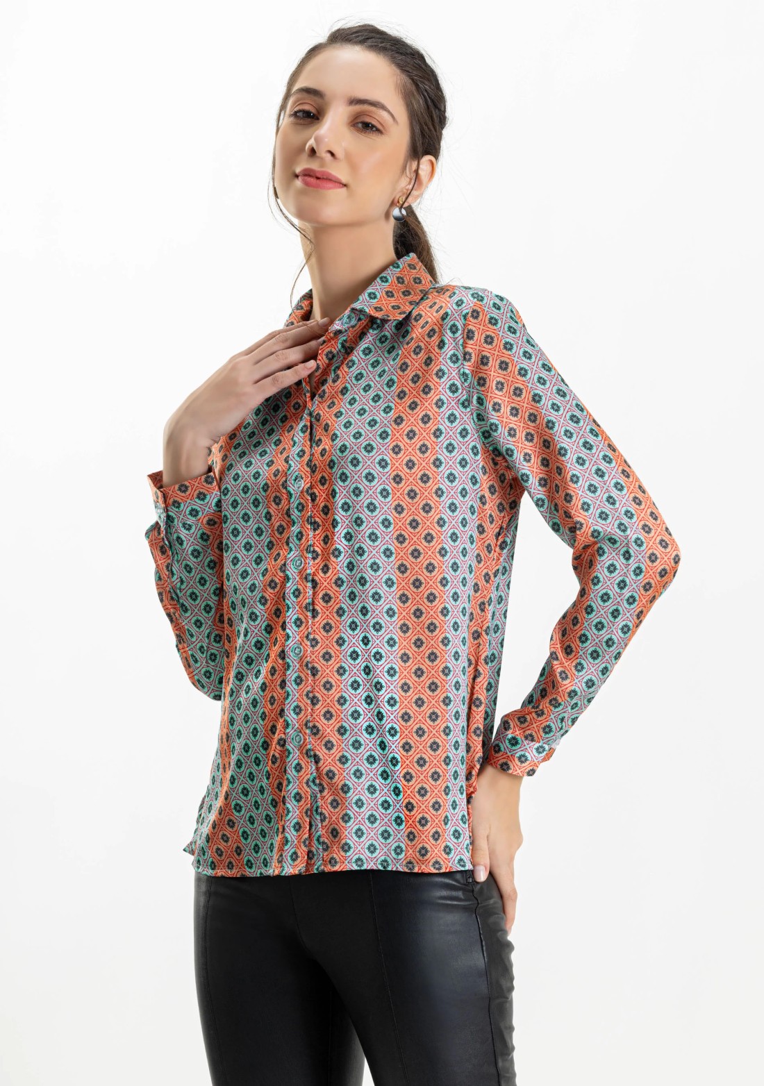 Multi Colour Printed Satin Shirt