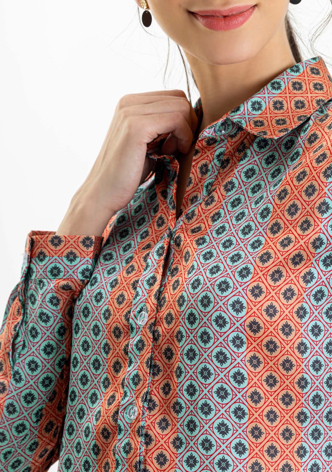 Multi Colour Printed Satin Shirt