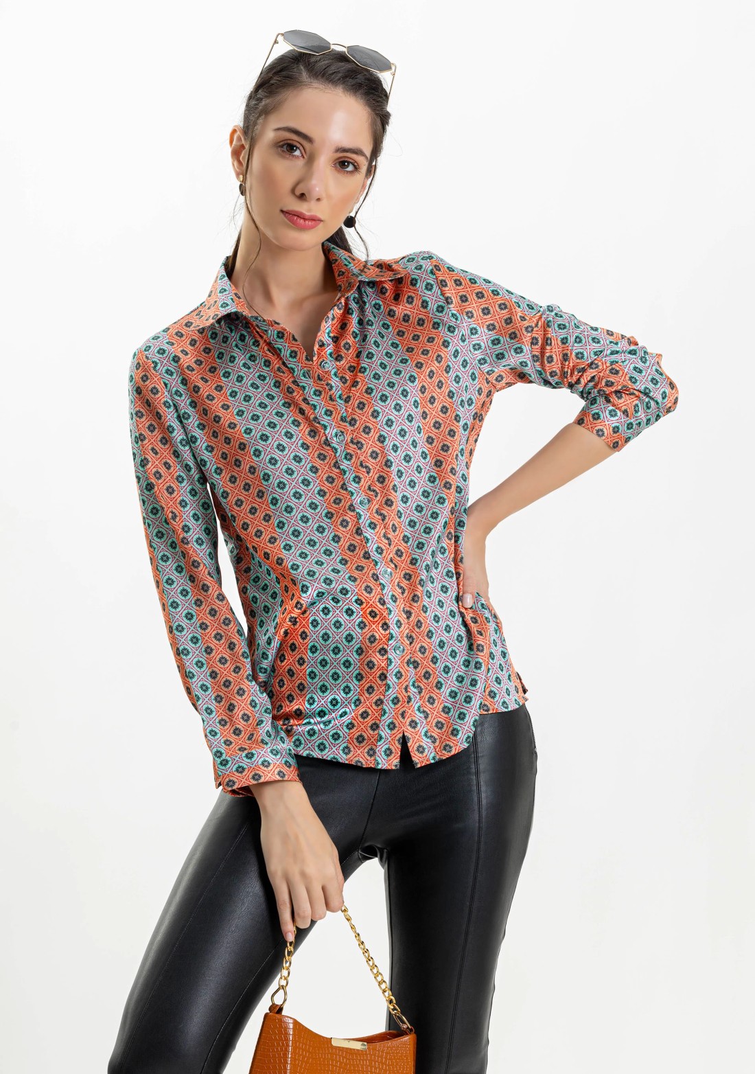 Multi Colour Printed Satin Shirt