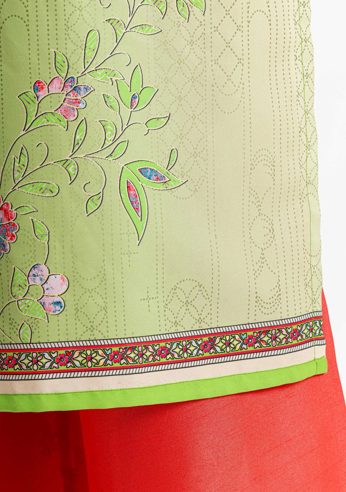 Light Green Ethnic Print Rayon Straight Kurta