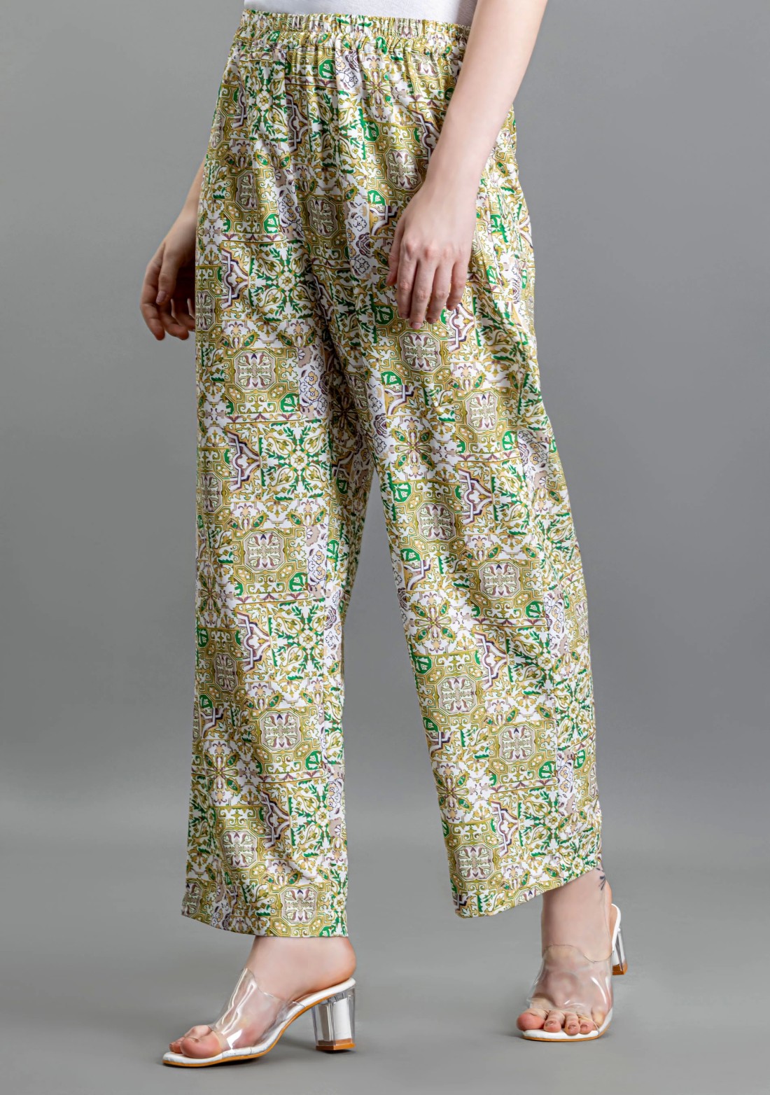 Olive Ethnic Print Palazzo Pants