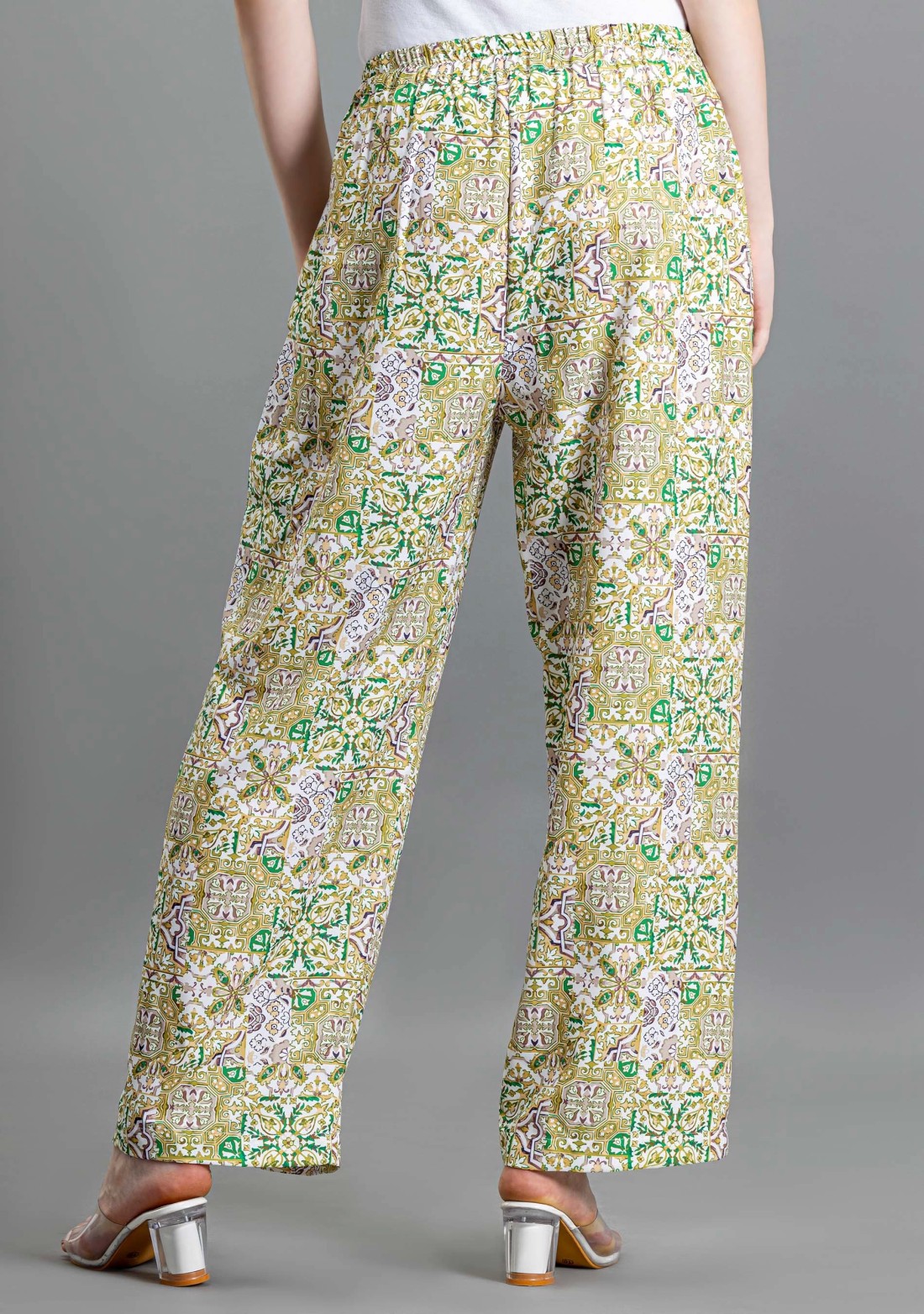 Olive Ethnic Print Palazzo Pants