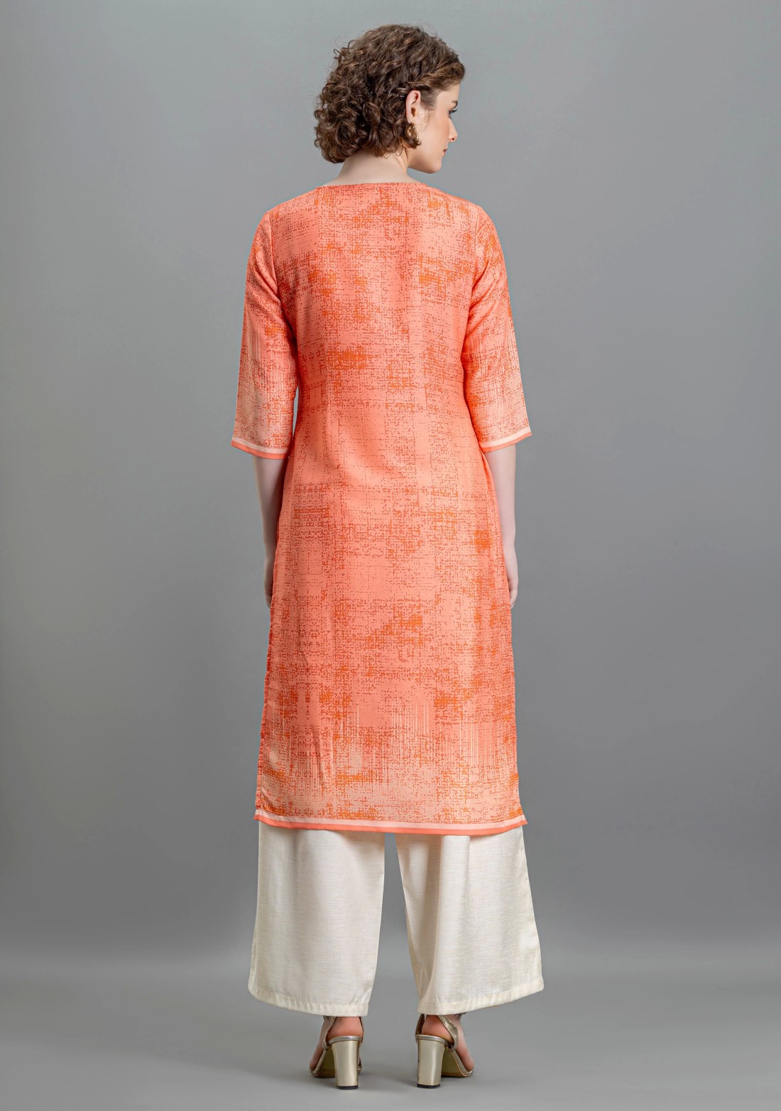 Multi Colour Abstract Print Straight Muslin Kurta