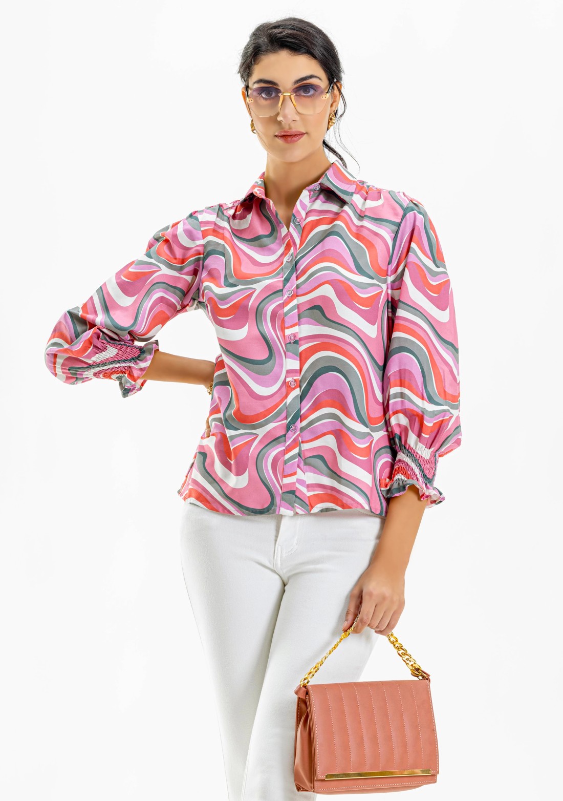 Multi Colour Marble Print Shirt