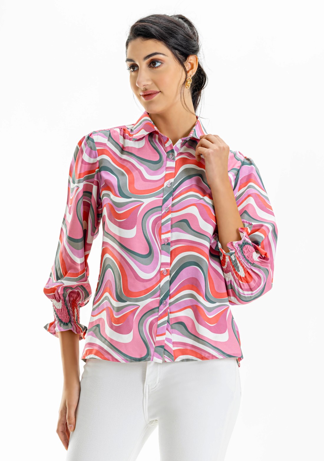 Multi Colour Marble Print Shirt