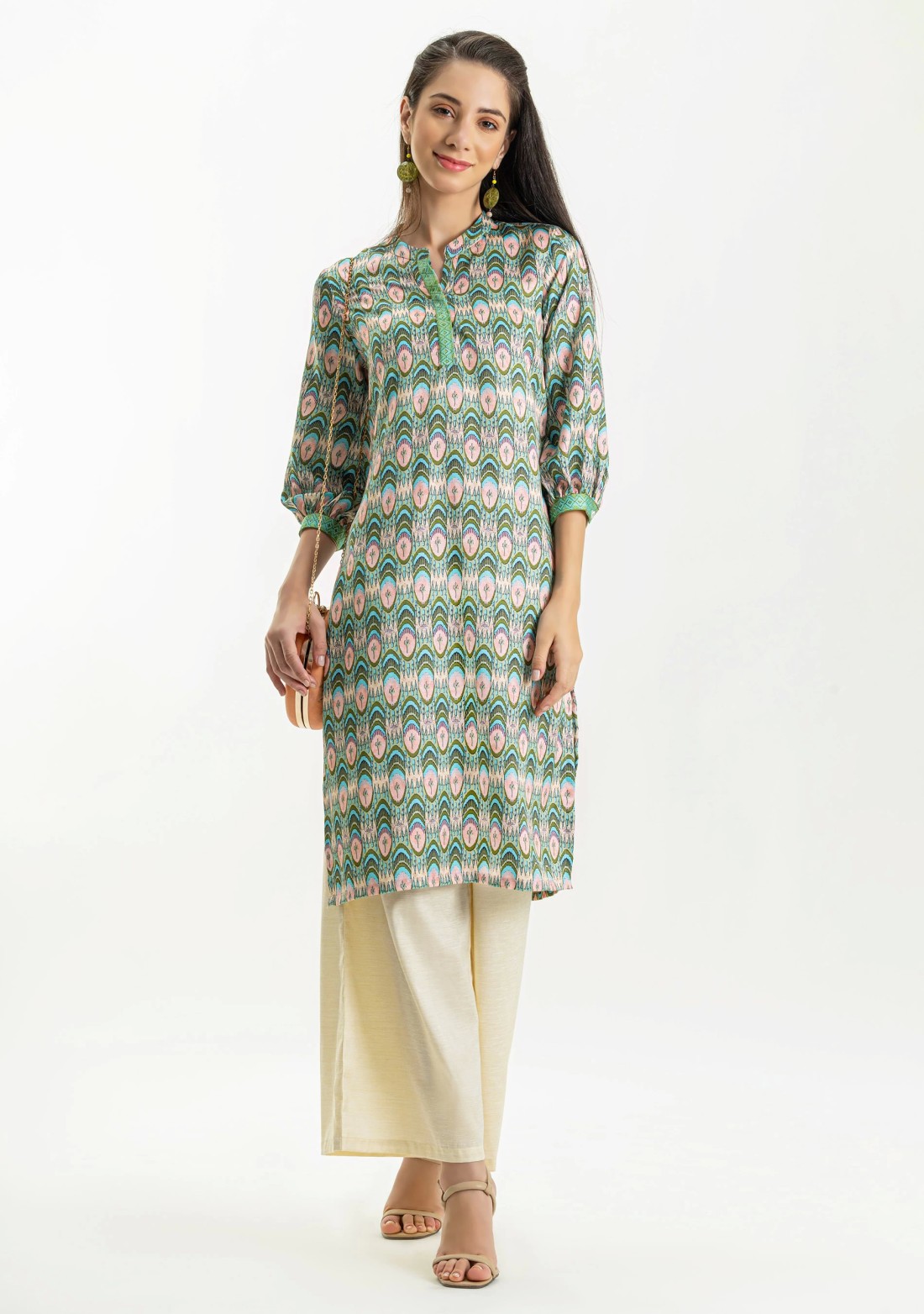 Multi Colour Ikat Print Straight Kurti