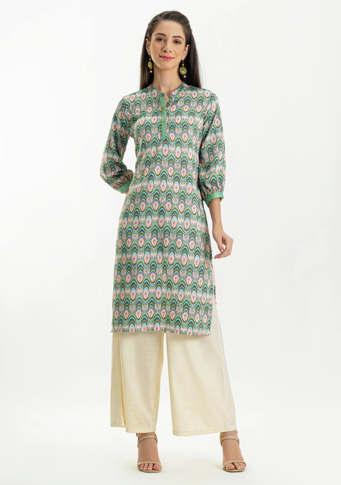 Multi Colour Ikat Print Straight Kurti