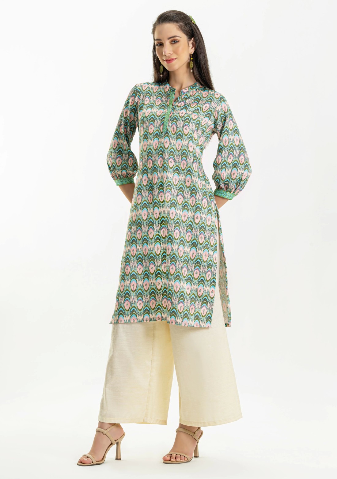 Multi Colour Ikat Print Straight Kurti