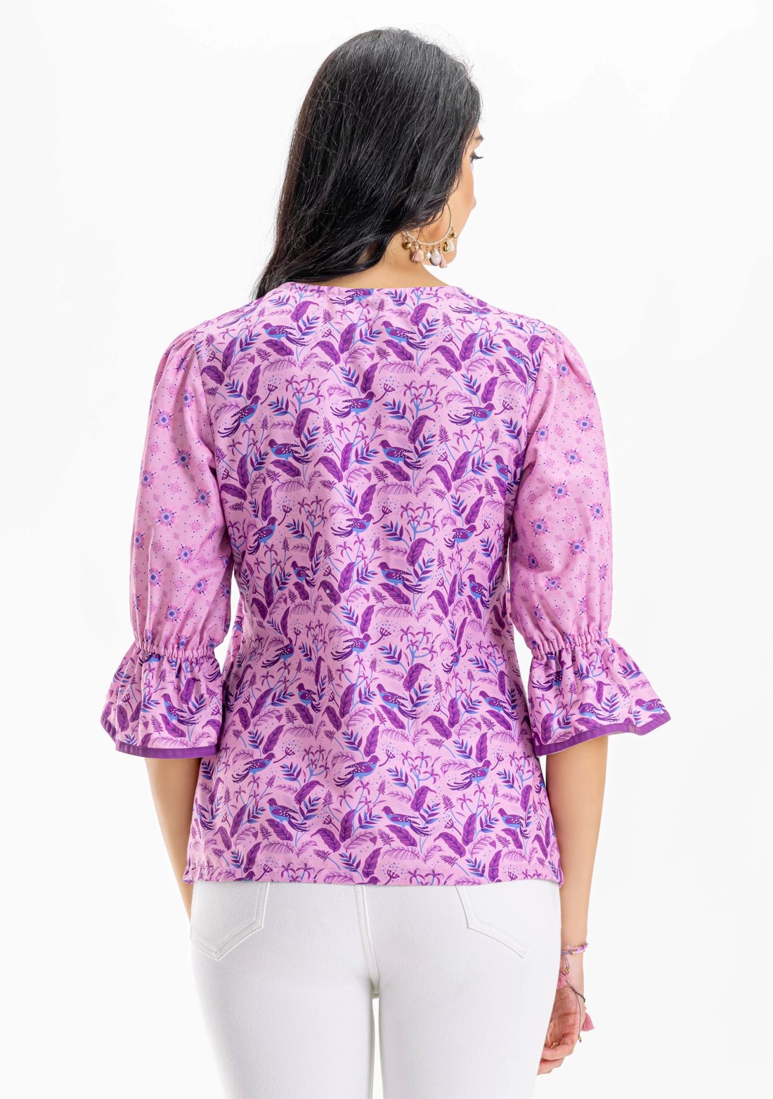 Lavender Botanical Print A-Line Top