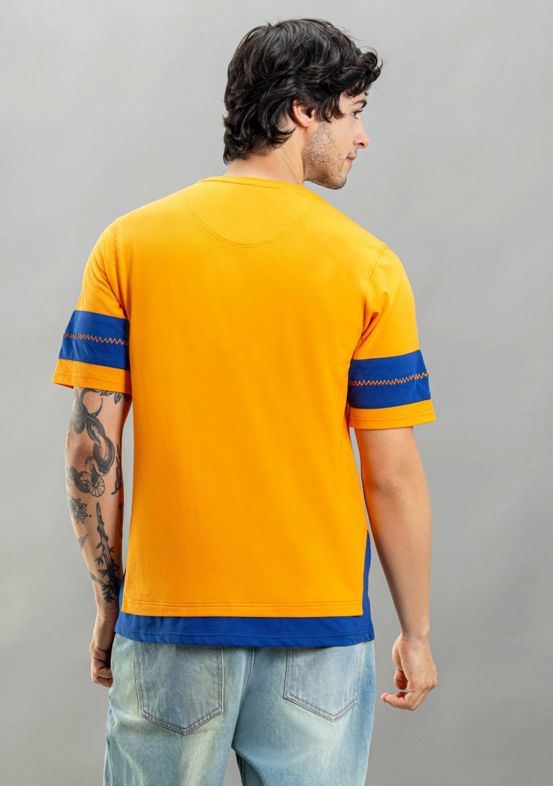 Orange Loose Fit Rhysley Men's Round Neck T-shirt