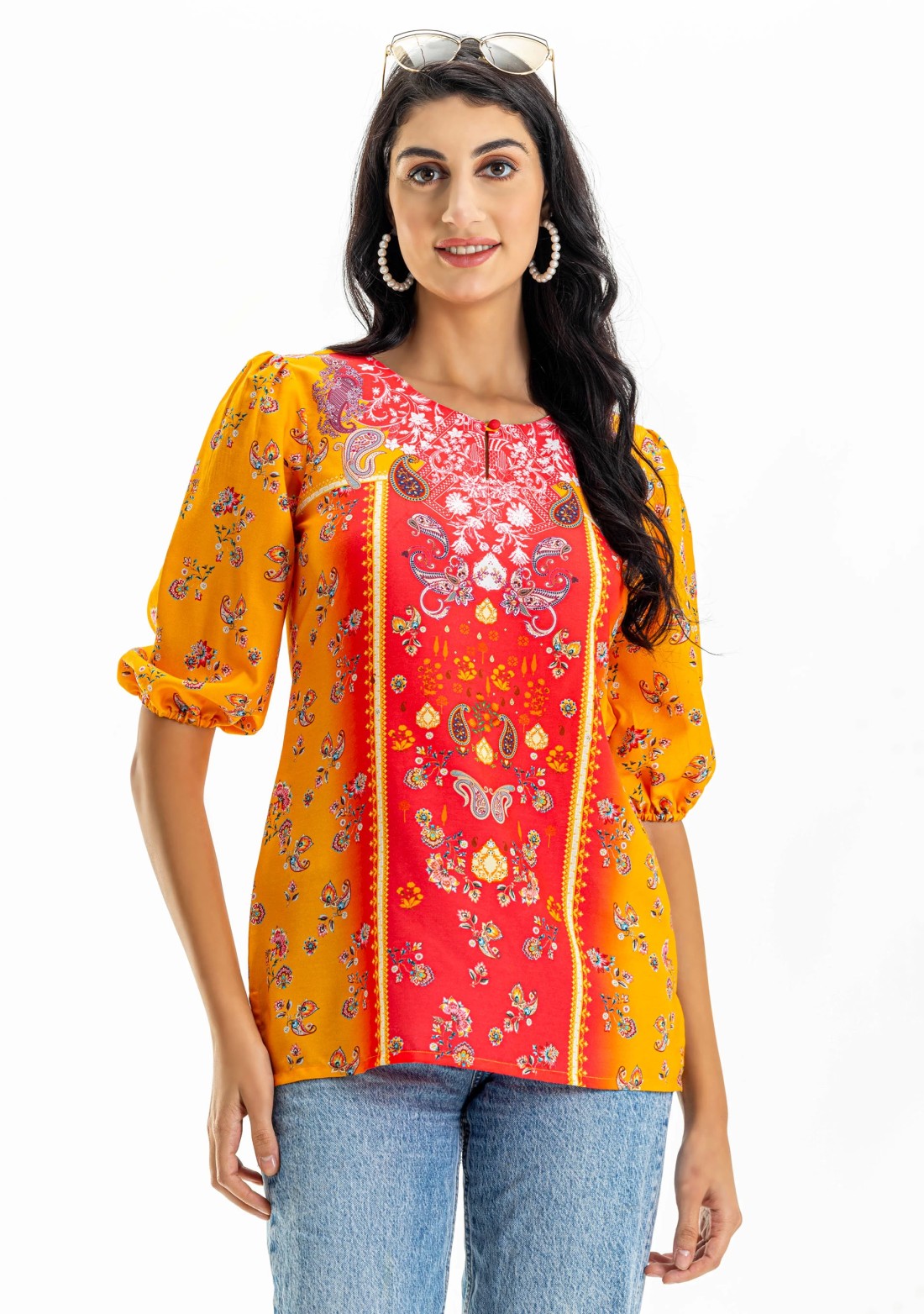 Multi Colour Ethnic Print Long Top