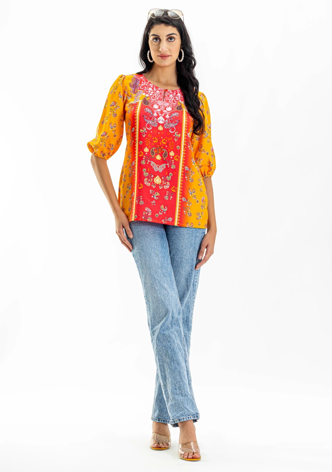 Multi Colour Ethnic Print Long Top