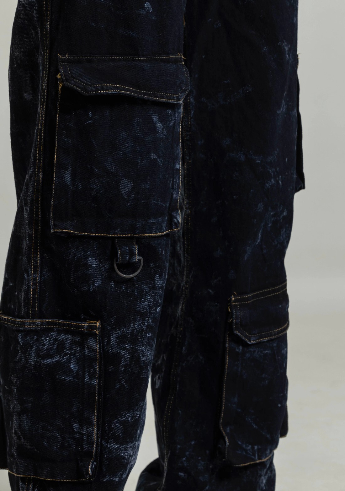 Black Wide Leg Cargo Style Men's Fashion Jeans