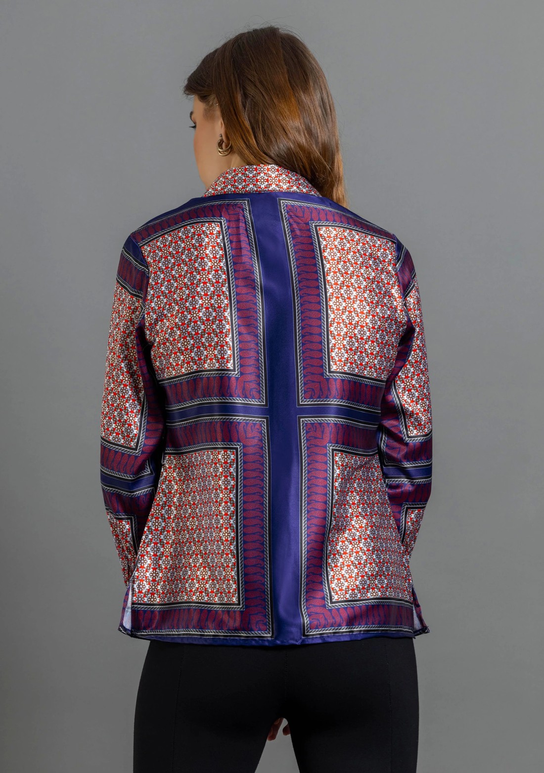 Multi Colour Scarf Print Satin Shirt