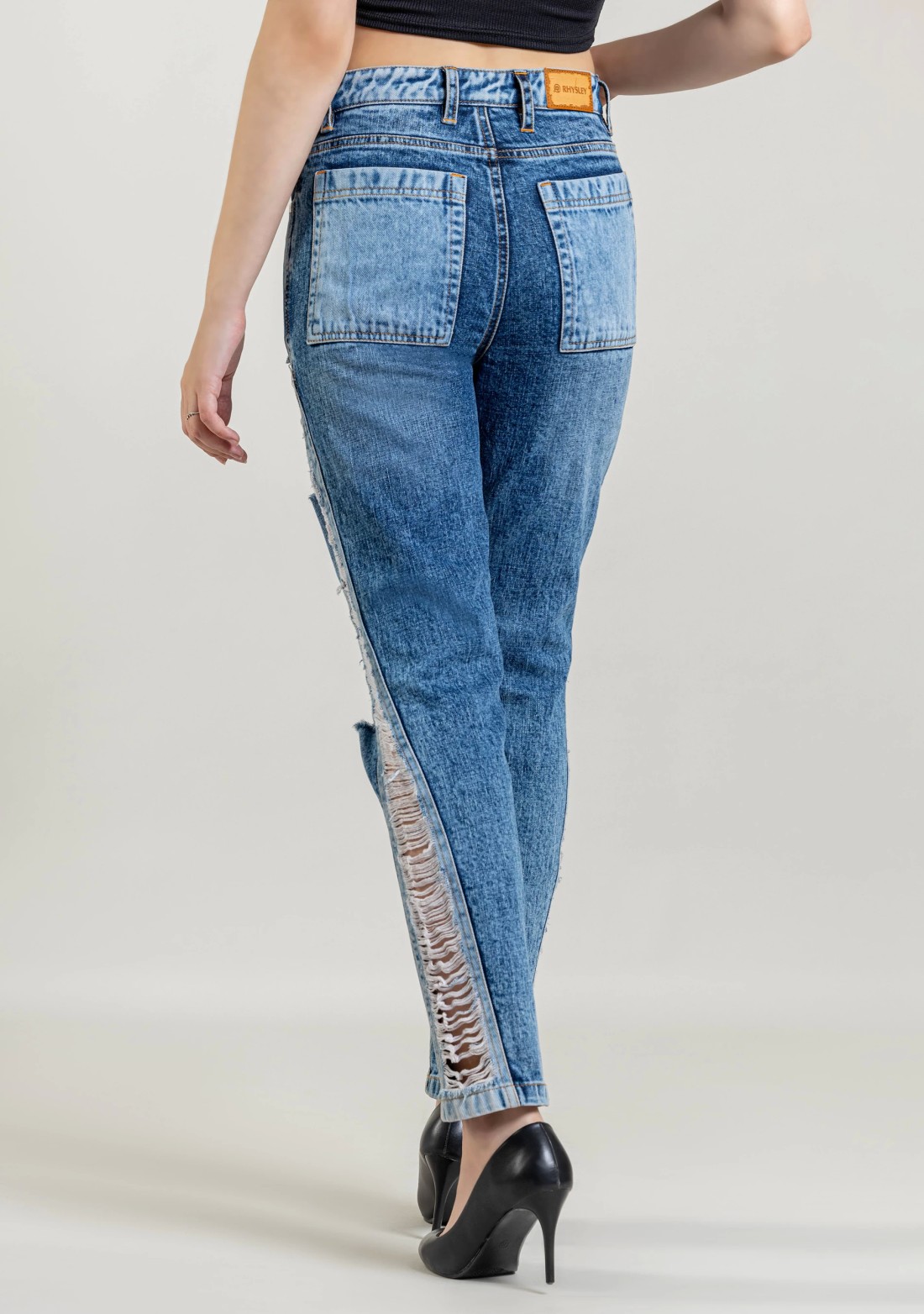 Light Blue Slim Fit Women's Distressed Jeans