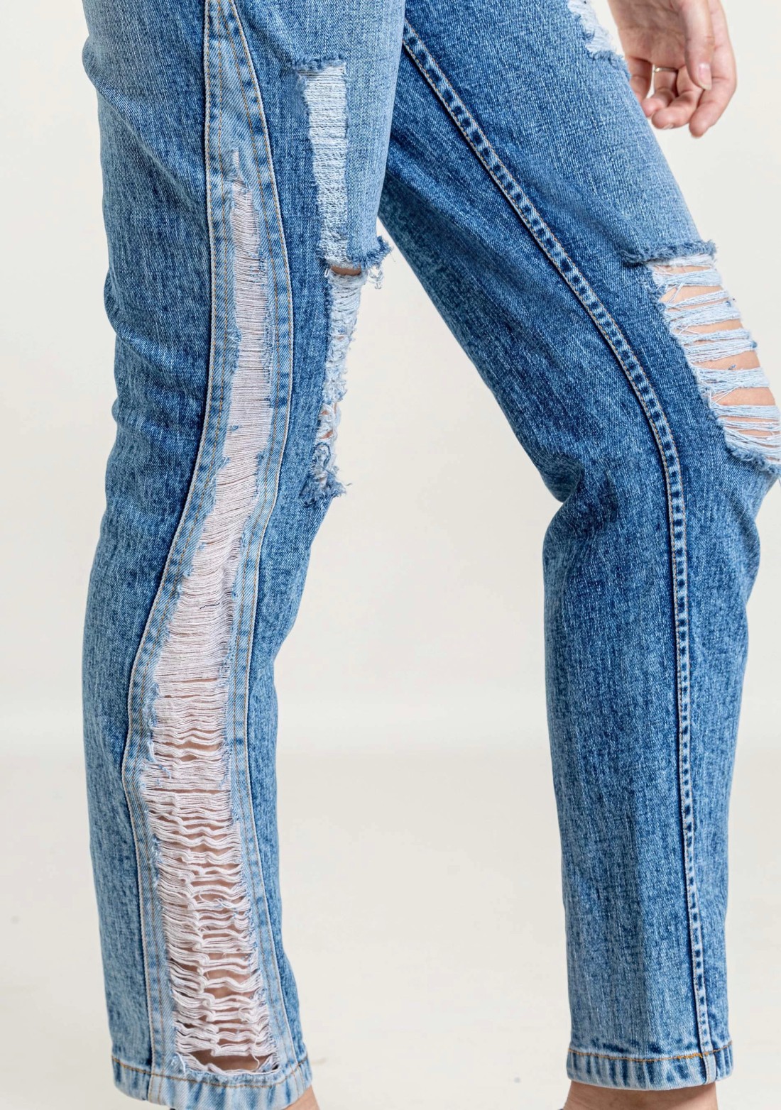 Light Blue Slim Fit Women's Distressed Jeans