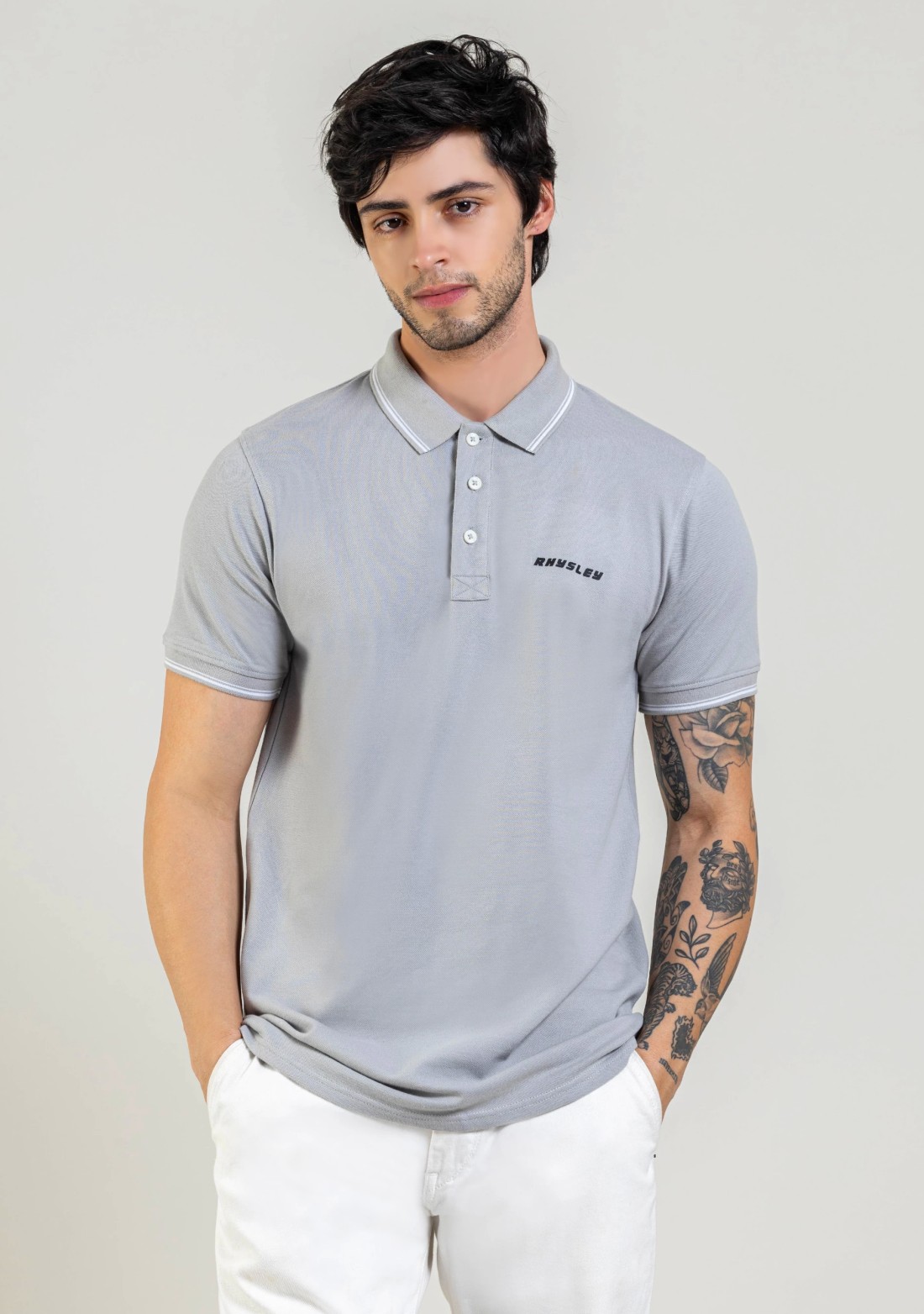 Grey Regular Fit Men's Polo T-Shirt